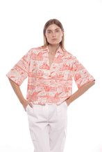 Carica l&#39;immagine nel visualizzatore di Gallery, camicia cropped fantasia love italy  - mimì muà - panna  rosso
