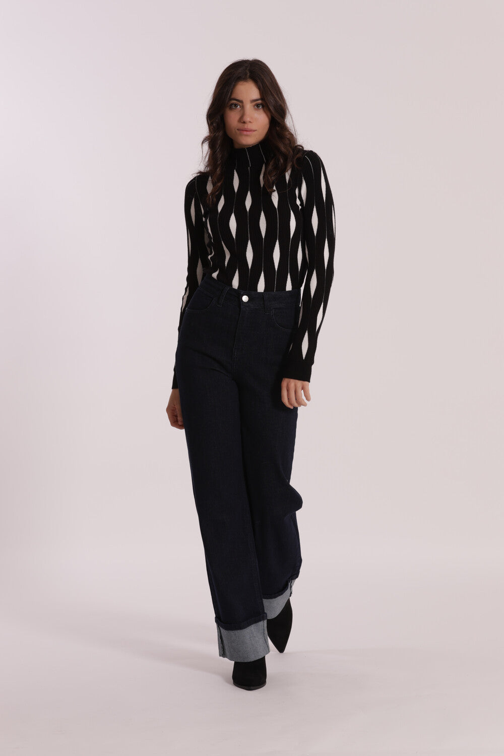 jeans palazzo con risvoltino - mimì muà - blu scuro