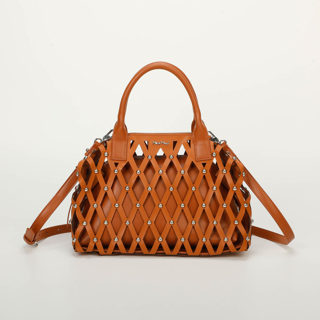 borsa bauletto effetto rete con borchie - mimì muà - verde militare