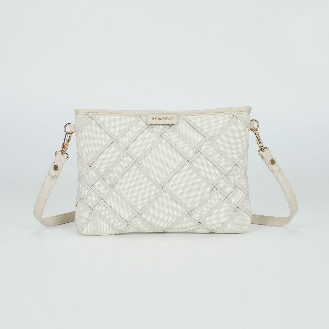 borsa a tracolla in canvas con bordi - mimì muà - beige