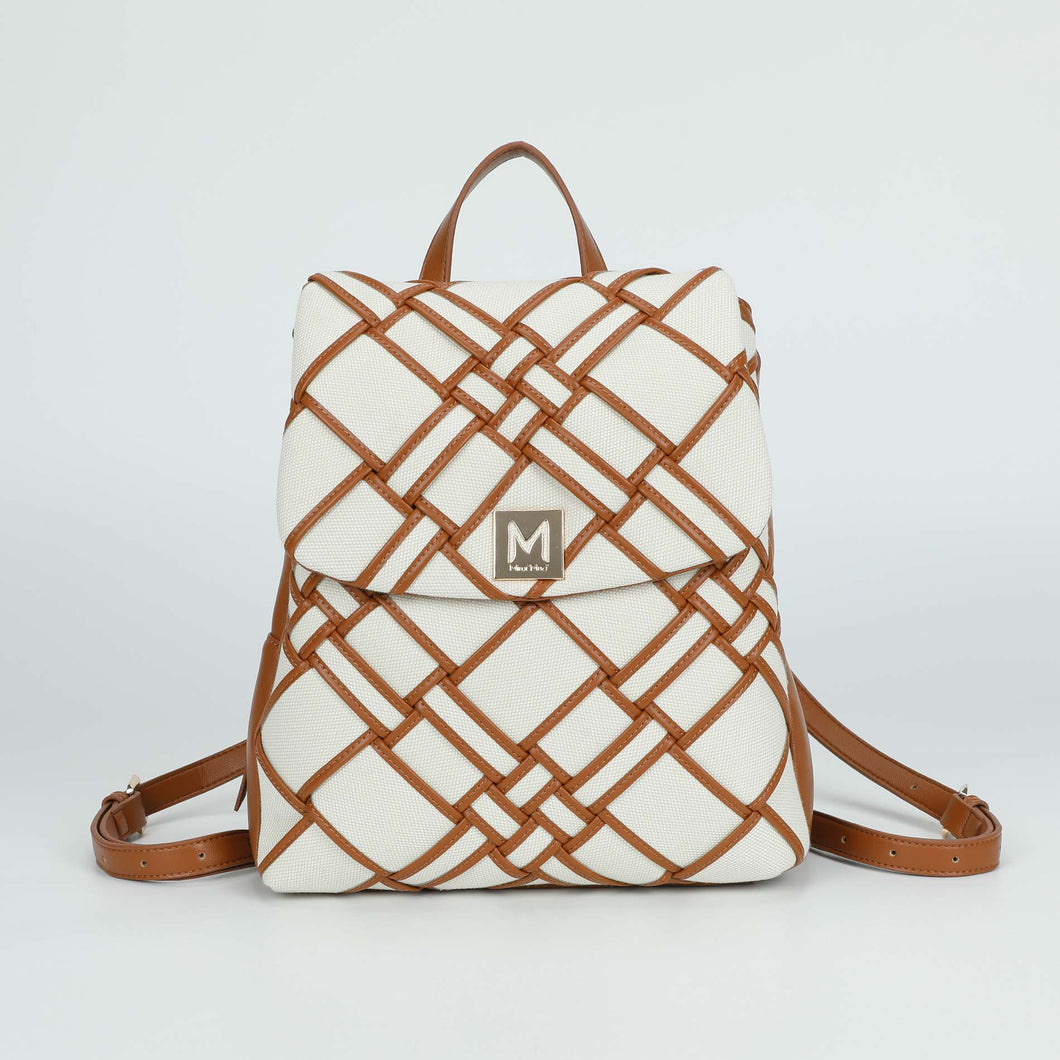 zaino in canvas con bordi - mimì muà - cuoio