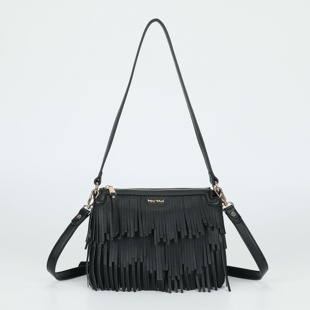 borsa a tracolla con frange - mimì muà - nero