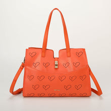 Carica l&#39;immagine nel visualizzatore di Gallery, borsa shopping con cuori traforati - mimì muà - arancio

