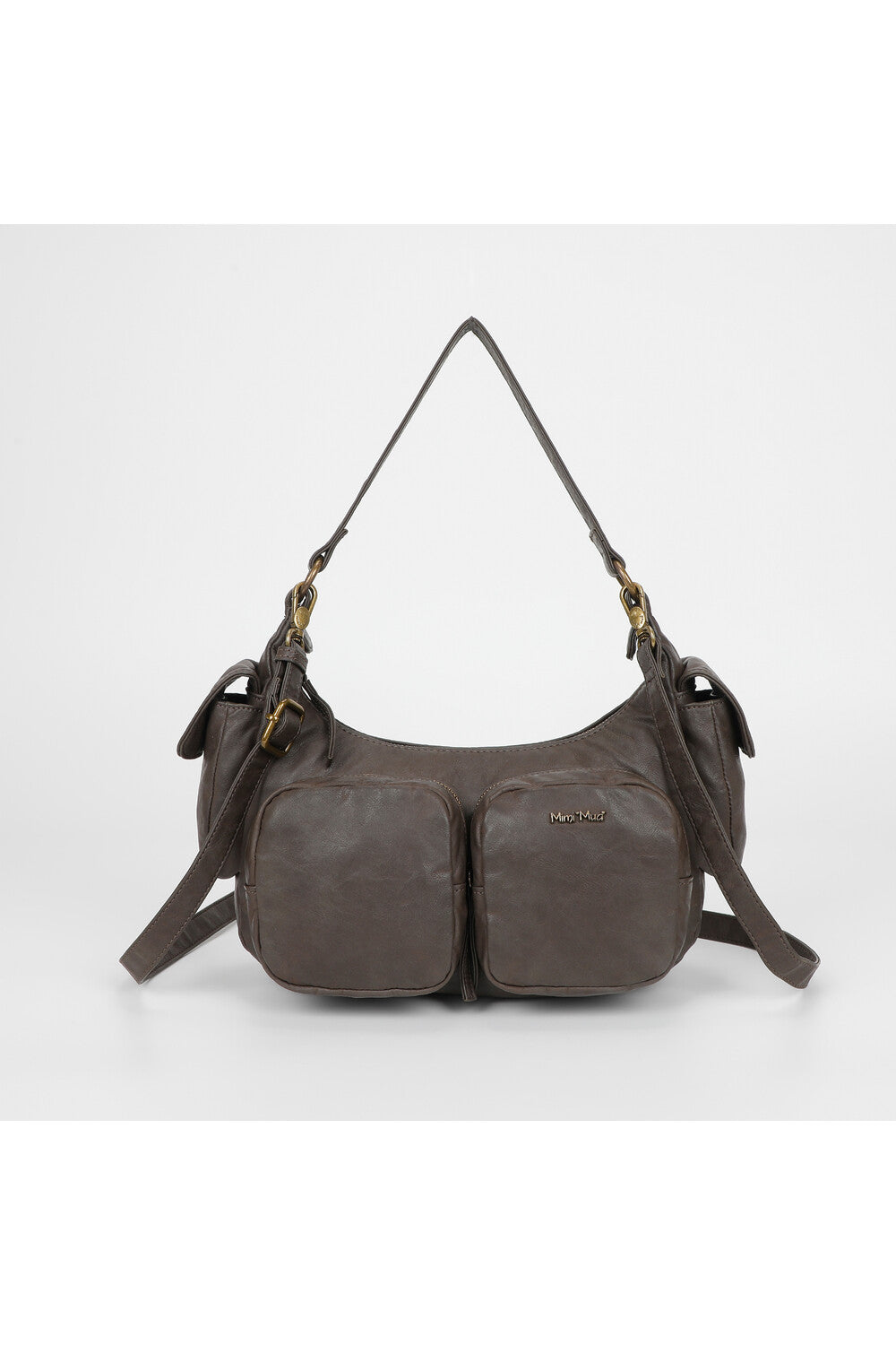 borsa a spalla con tasche - mimì muà - grigio