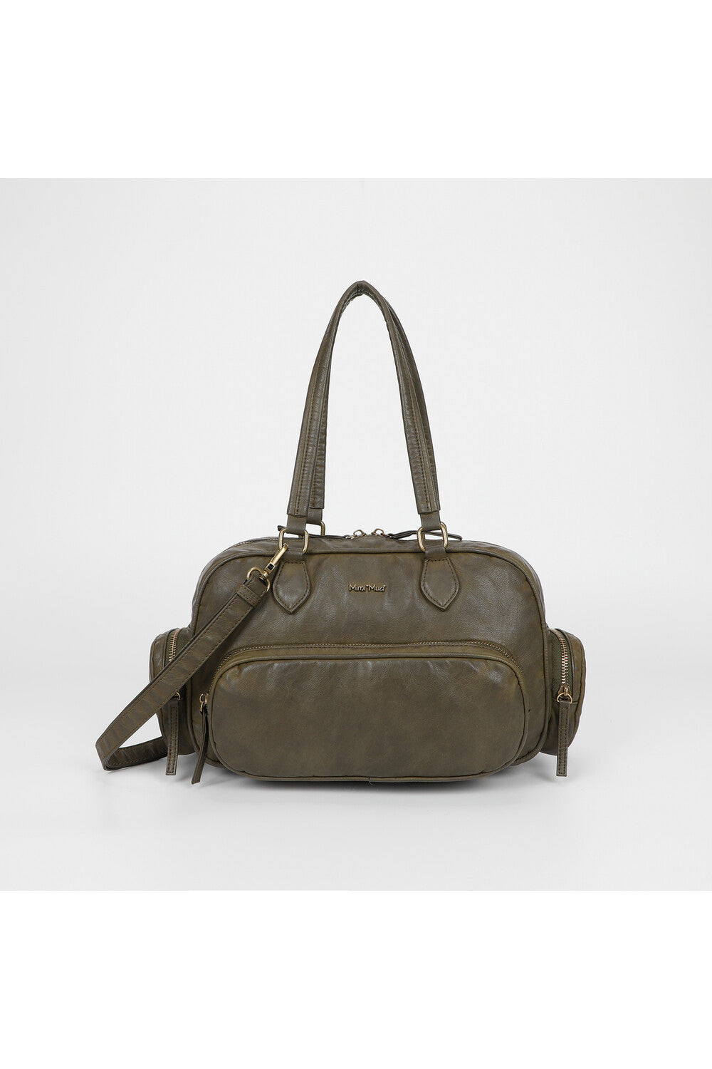 borsa bauletto  con tasche - mimì muà - verde militare