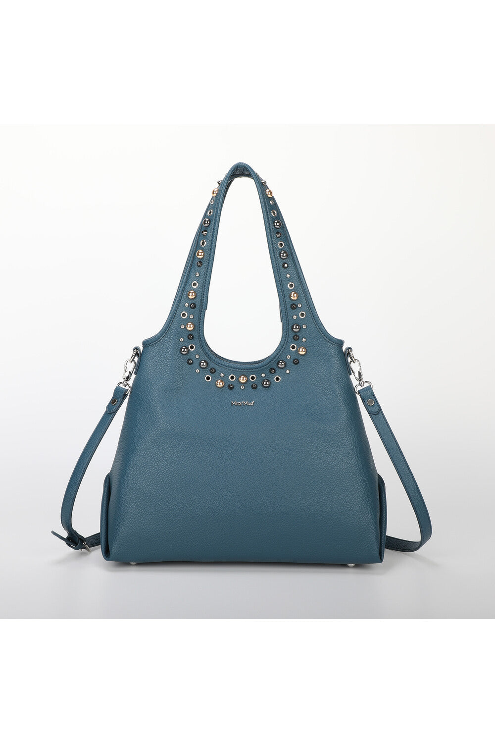 borsa a sacca con borchie - mimì muà - blu
