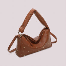 Carica l'immagine nel visualizzatore di Gallery, borsa a braccio con applicazioni dorate - mimì muà -  cuoio

