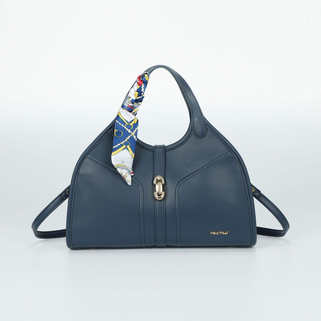borsa a mano con chiusura a cinturino - mimì muà - blu inchiostro