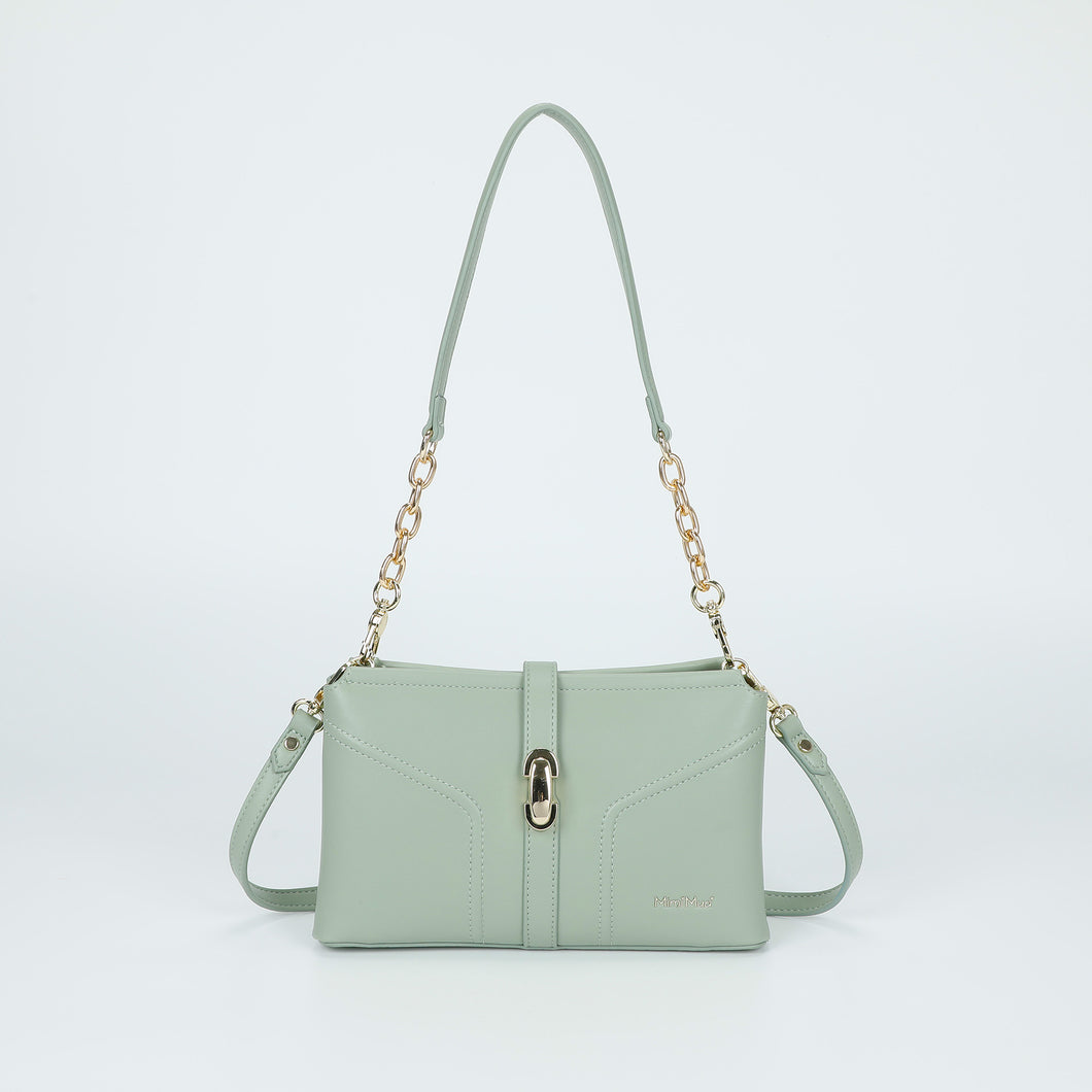 borsa a tracolla con chiusura a cinturino - mimì muà - verde salvia