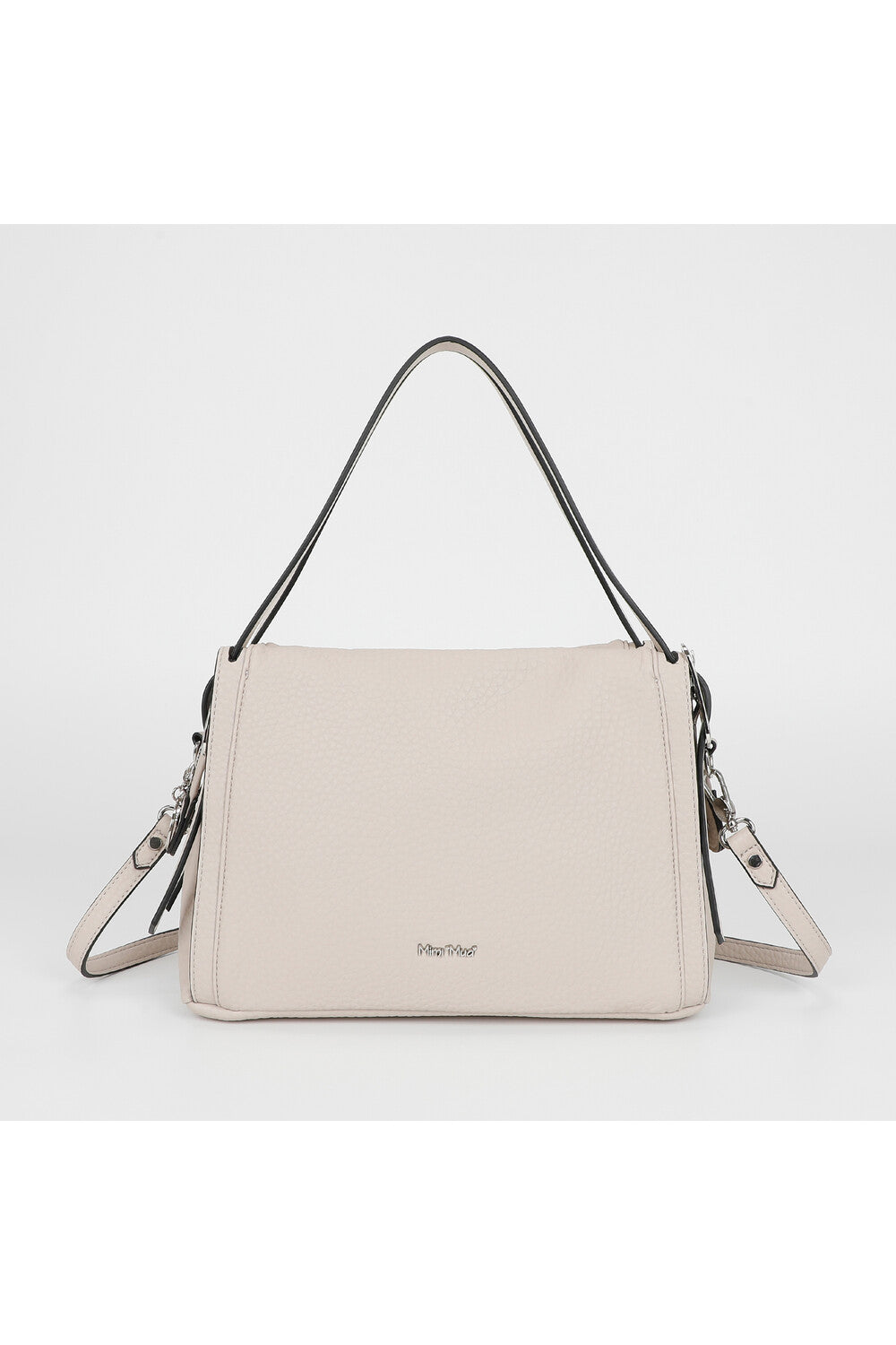 borsa a mano con doppio manico e cinturino  - mimì muà - panna