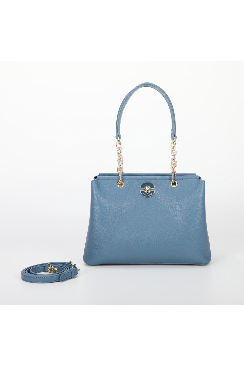 borsa a spalla con chiusura verniciata in tinta - mimì muà - blu