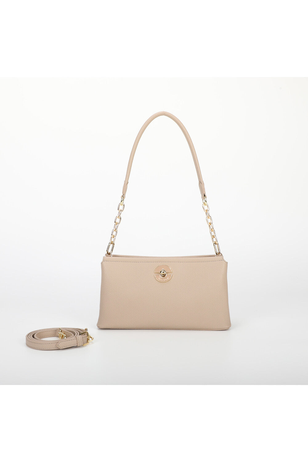 borsa a tracolla con chiusura verniciata in tinta - mimì muà - beige