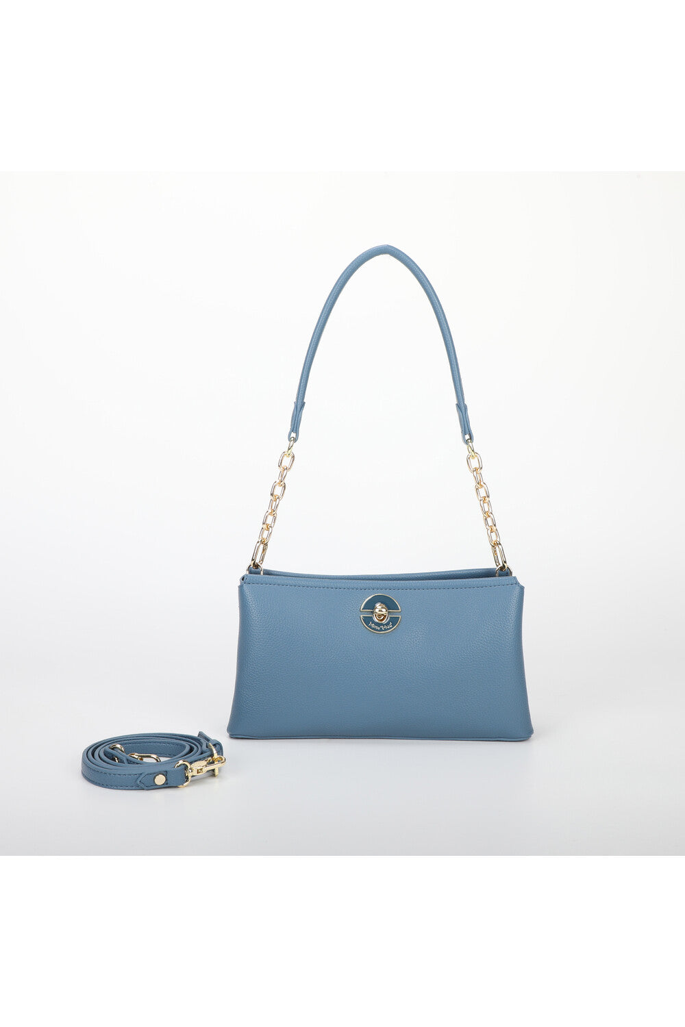 borsa a tracolla con chiusura verniciata in tinta - mimì muà - blu