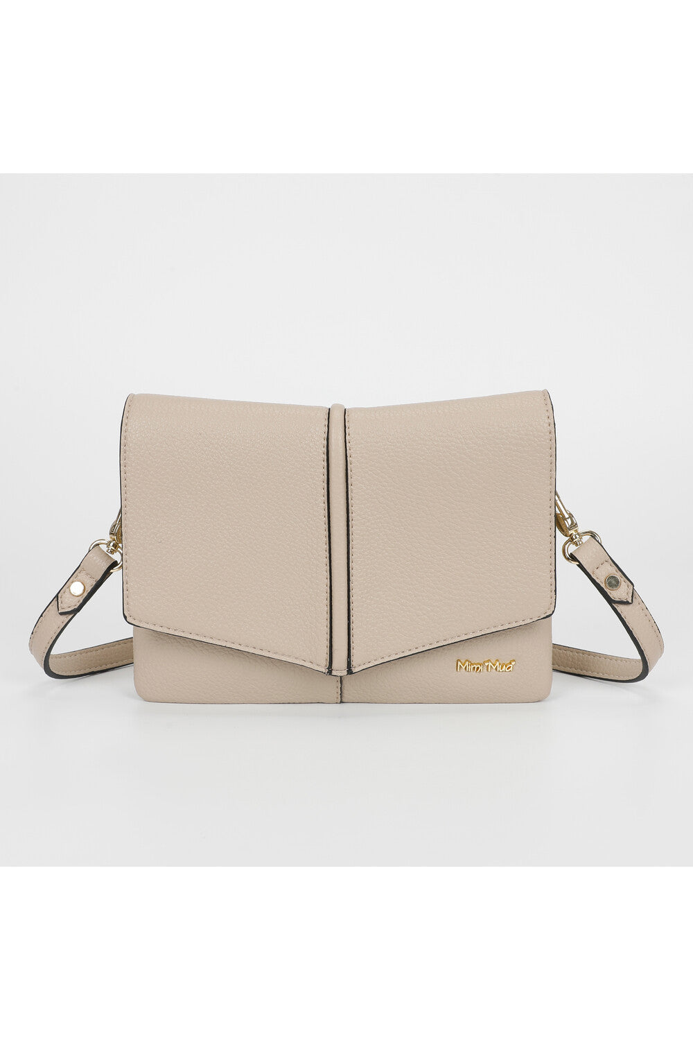 borsa a tracolla con patta e riga rigida - mimì muà - beige
