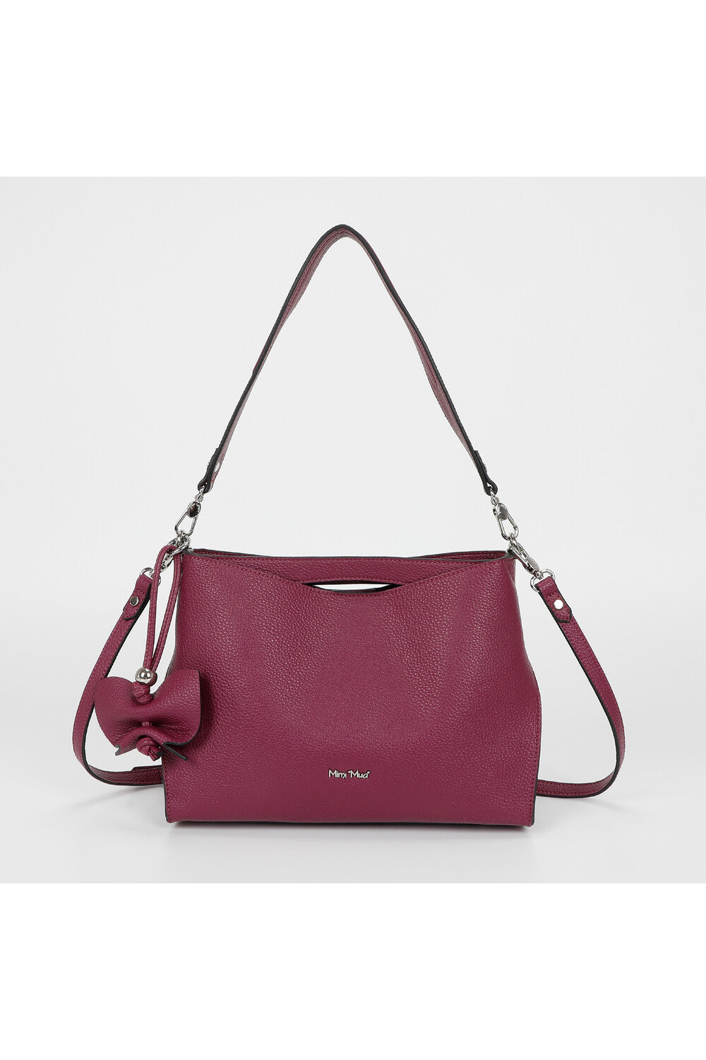 borsa a spalla media con bordi neri - m imì muà - ciclamino