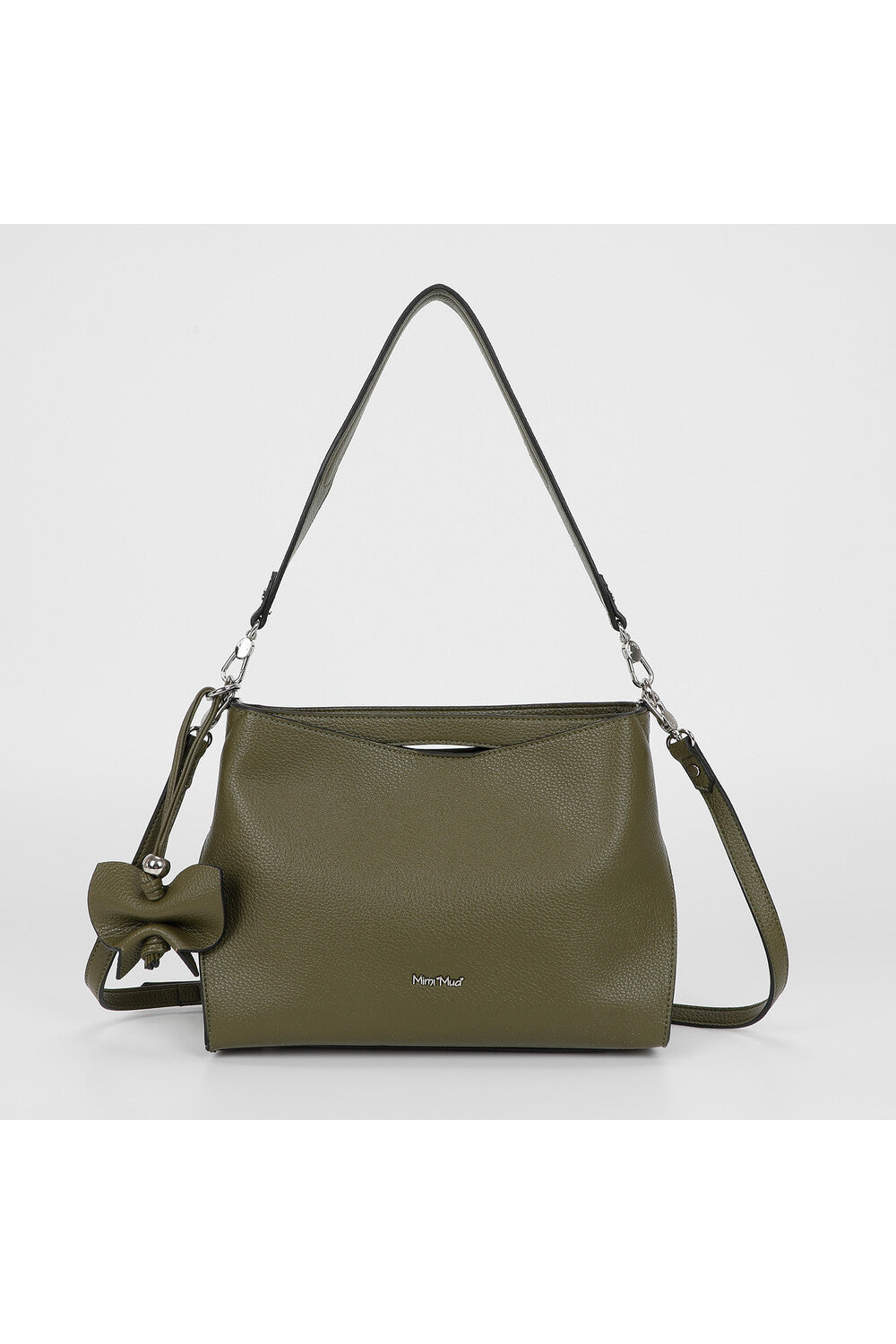borsa a spalla media con bordi neri - m imì muà - verde militare