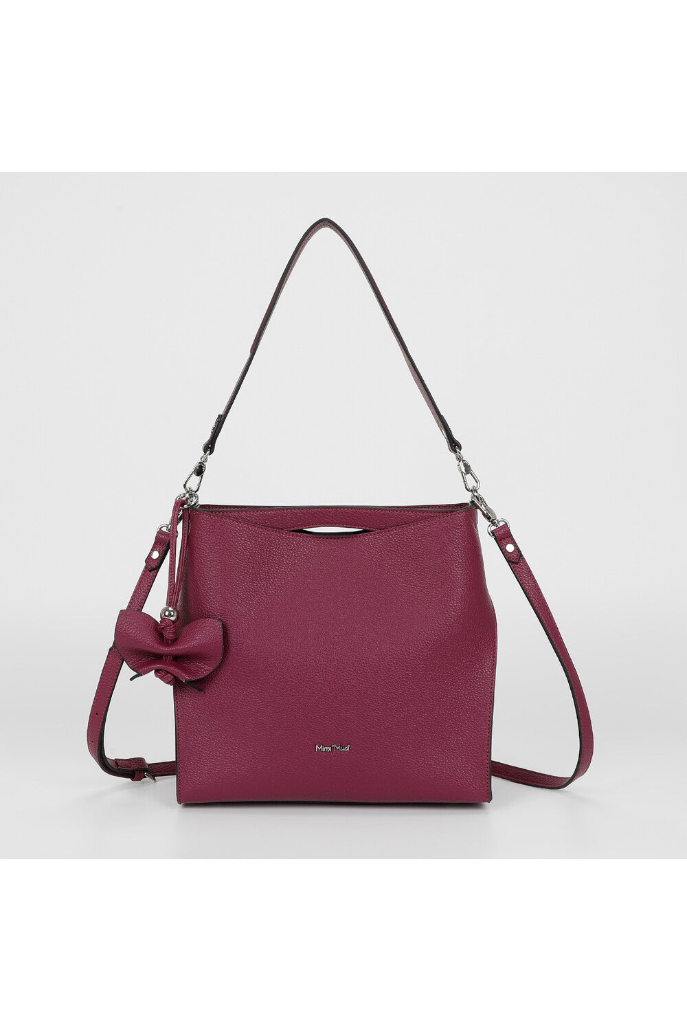 borsa a spalla grande con bordi neri - mimì muà - ciclamino