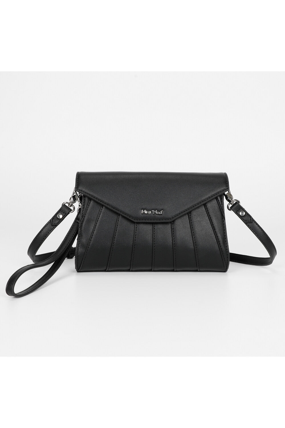 borsa a tracolla con effetto ventaglio - mimì muà - nero
