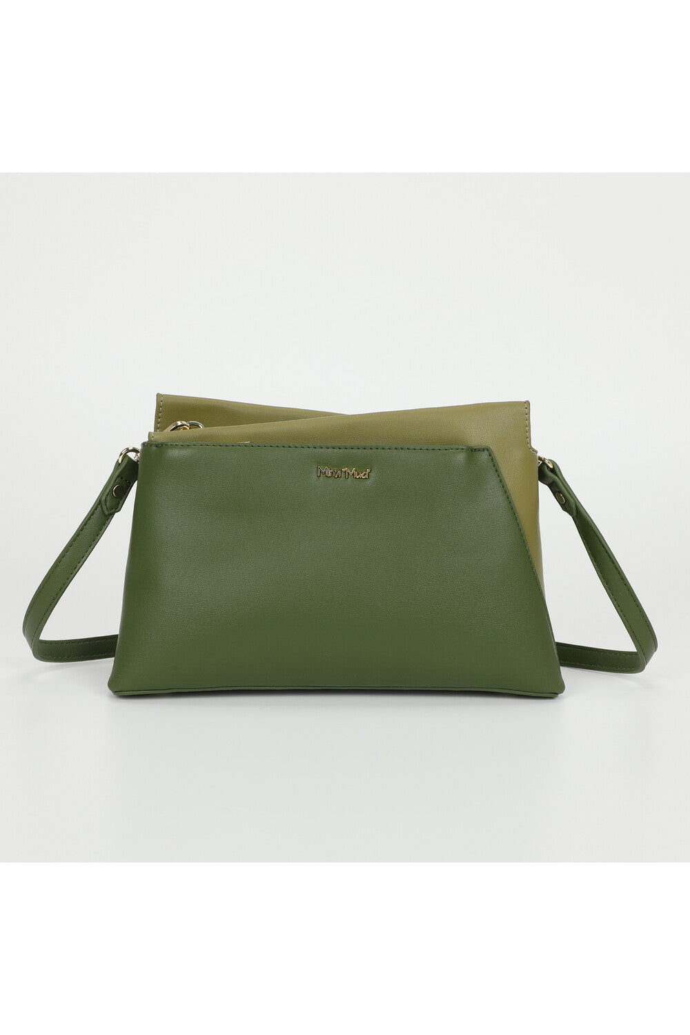 borsa a tracolla bicolor - mimì muà - verde militare e verde olio
