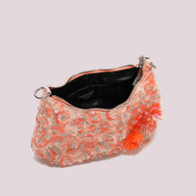 Carica l'immagine nel visualizzatore di Gallery, borsa paillettes  con fiori - mimì muà - corallo
