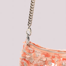 Carica l'immagine nel visualizzatore di Gallery, borsa paillettes  con fiori - mimì muà - corallo
