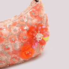 Carica l'immagine nel visualizzatore di Gallery, borsa paillettes  con fiori - mimì muà - corallo
