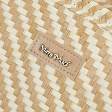 Carica l&#39;immagine nel visualizzatore di Gallery, borsa shopper a righe oblique in straw paper - mimì muà - cuoio
