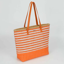 Carica l&#39;immagine nel visualizzatore di Gallery, borsa shopper a righe in straw paper - mimì muà - arancio
