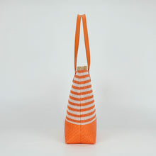 Carica l&#39;immagine nel visualizzatore di Gallery, borsa shopper a righe in straw paper - mimì muà - arancio
