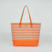 Carica l&#39;immagine nel visualizzatore di Gallery, borsa shopper a righe in straw paper - mimì muà - arancio
