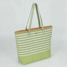 Carica l&#39;immagine nel visualizzatore di Gallery, borsa shopper a righe in straw paper - mimì muà - verde

