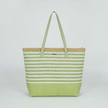 Carica l&#39;immagine nel visualizzatore di Gallery, borsa shopper a righe in straw paper - mimì muà - verde
