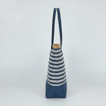 Carica l&#39;immagine nel visualizzatore di Gallery, borsa shopper a righe in straw paper - mimì muà - blu
