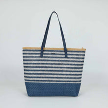 Carica l&#39;immagine nel visualizzatore di Gallery, borsa shopper a righe in straw paper - mimì muà - blu
