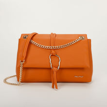 Carica l&#39;immagine nel visualizzatore di Gallery, borsa a spalla con accessorio dorato - mim&#39; muà - arancio
