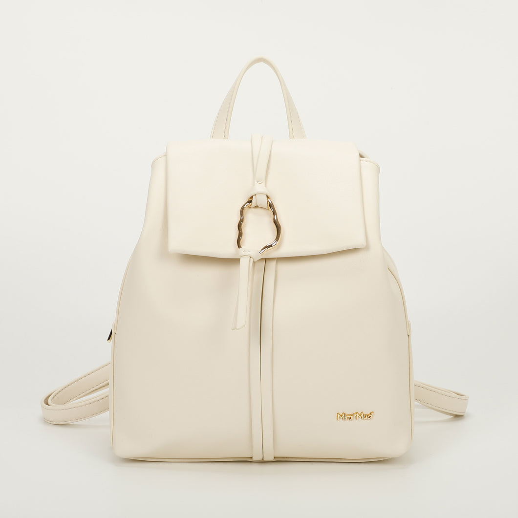 zaino con accessorio dorato - mimì mua - bianco