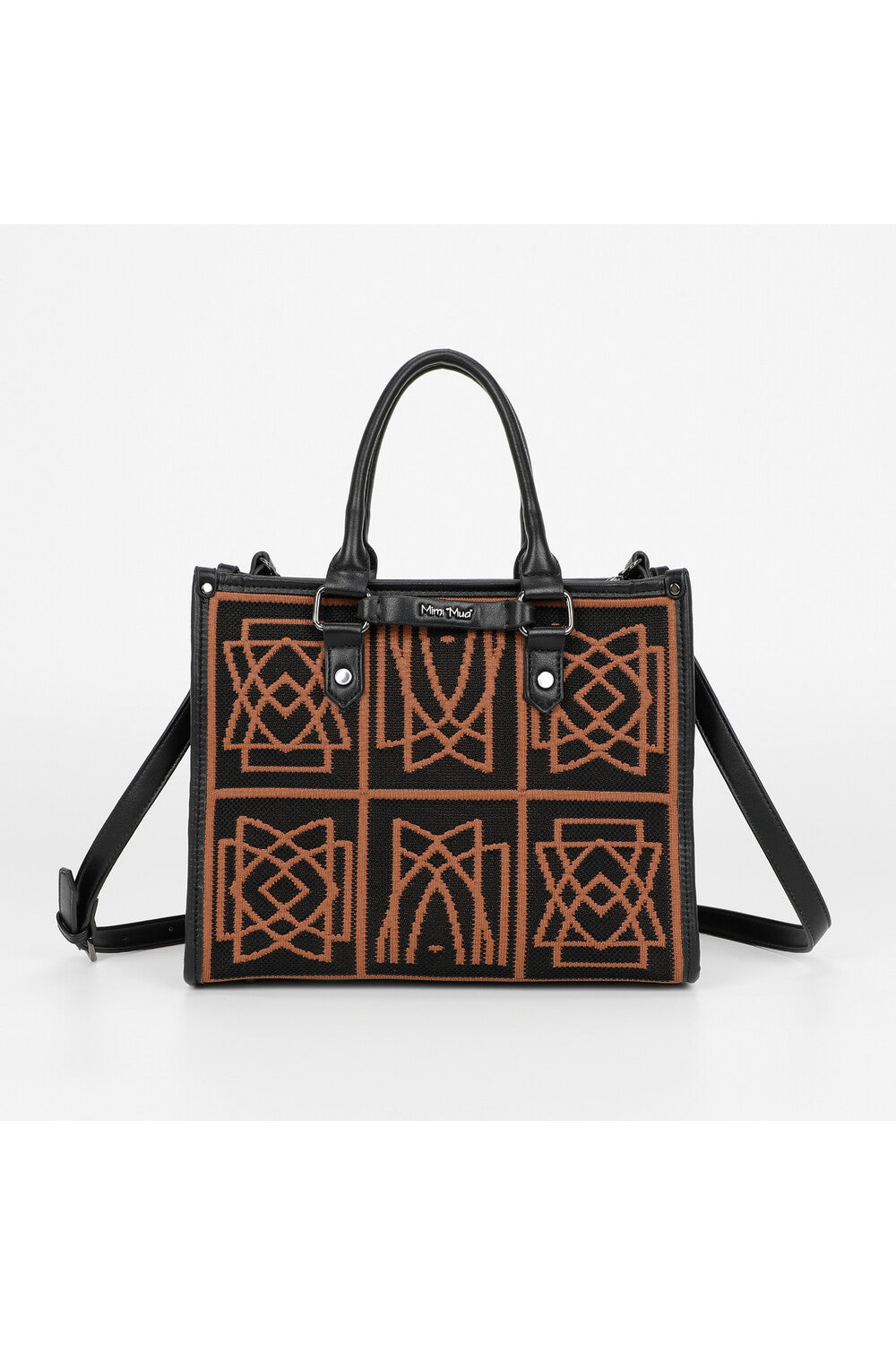 borsa tote media con disegno ricamato - mimì muà - nero
