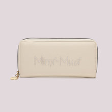 Carica l'immagine nel visualizzatore di Gallery, portafoglio a1 zip con scritta   - mimì muà - panna
