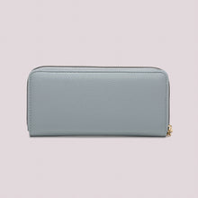Carica l'immagine nel visualizzatore di Gallery, portafoglio a 1 zip con scritta   - mimì muà - celeste
