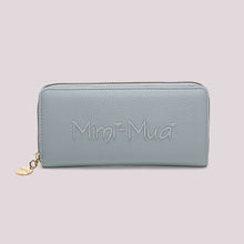 Carica l'immagine nel visualizzatore di Gallery, portafoglio a 1 zip con scritta   - mimì muà - celeste
