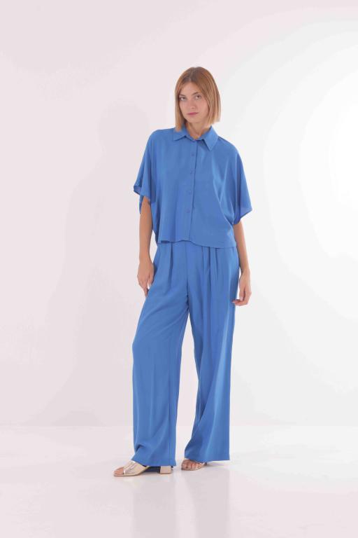 pantalone palazzo con elastico dietro - mimì muà - blu indaco