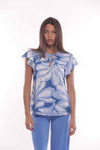 Carica l&#39;immagine nel visualizzatore di Gallery, blusa fantasia abstract flower - mimì muà - bianco azzurro
