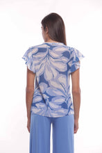 Carica l&#39;immagine nel visualizzatore di Gallery, blusa fantasia abstract flower - mimì muà - bianco azzurro
