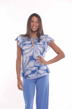 Carica l&#39;immagine nel visualizzatore di Gallery, blusa fantasia abstract flower - mimì muà - bianco azzurro
