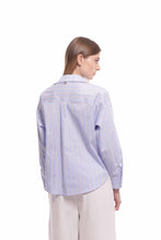 Carica l&#39;immagine nel visualizzatore di Gallery, camicia in cotone a righe mimì muà - bianco azzurro
