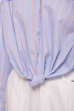 Carica l&#39;immagine nel visualizzatore di Gallery, camicia in cotone a righe mimì muà - bianco azzurro
