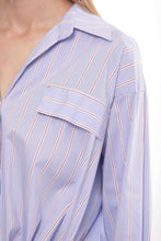 Carica l&#39;immagine nel visualizzatore di Gallery, camicia in cotone a righe mimì muà - bianco azzurro
