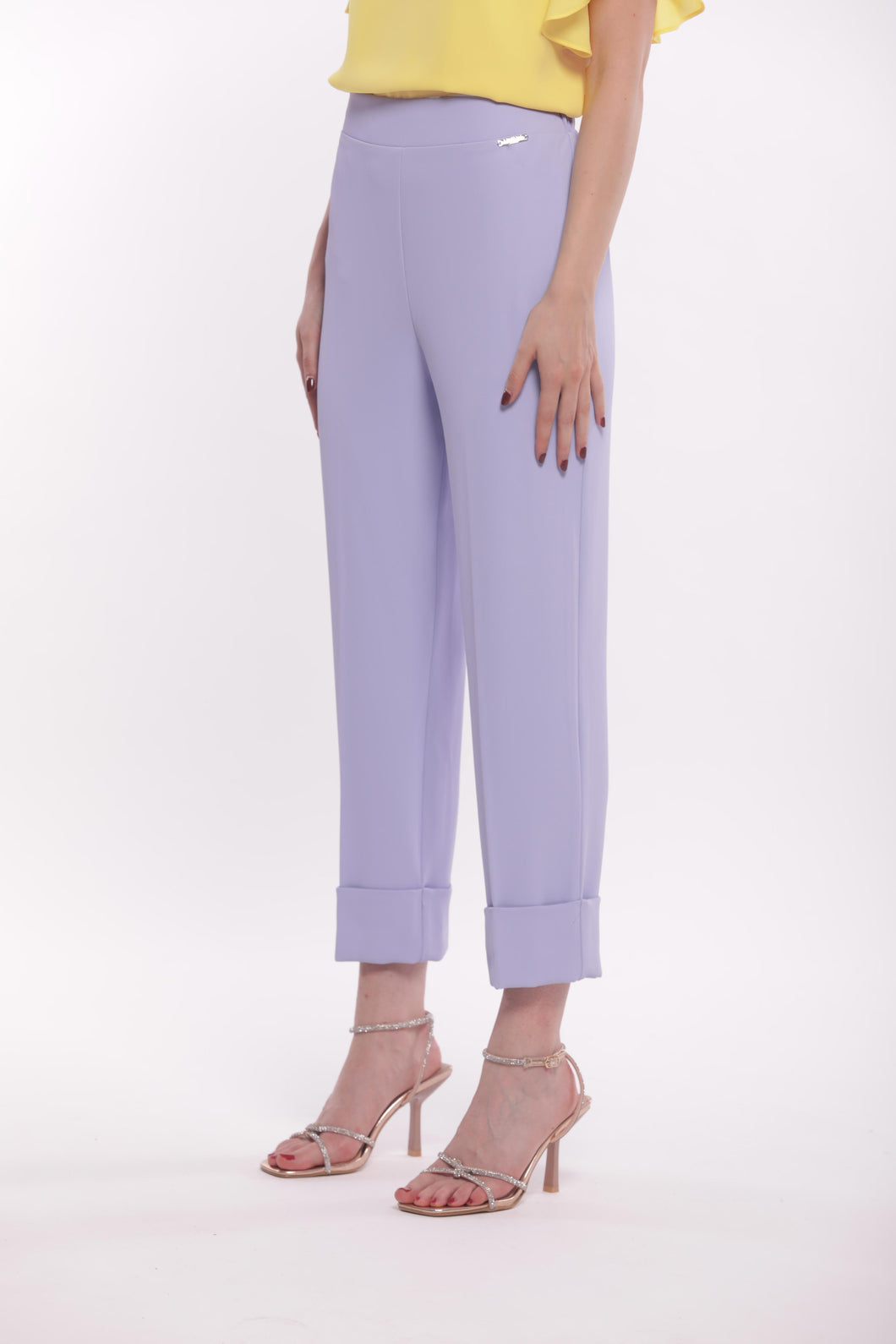 pantalone cropped con elastico dietro in cadì - mimì muà - lilla