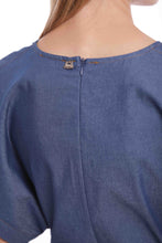 Carica l&#39;immagine nel visualizzatore di Gallery, abito lungo in chambray con cintura in vita - mimì muà - blu

