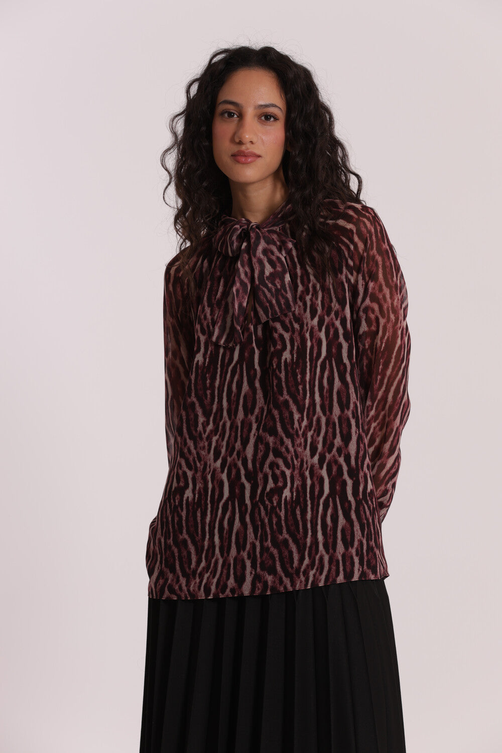 blusa con fusciacca fantasia animalier - mimì muà - burgundy